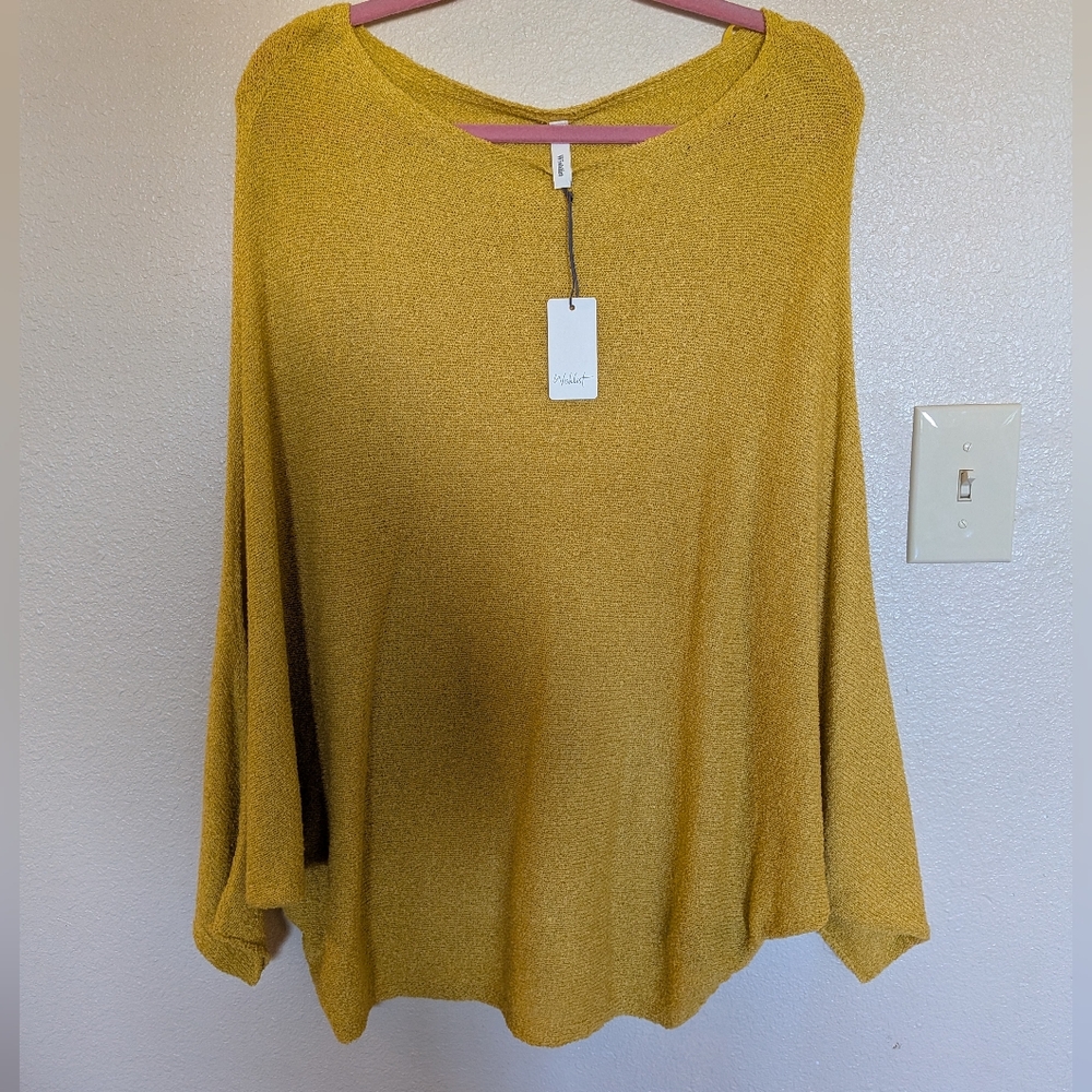 Wishlist Mustard Yellow Lightweight Dolman Knit Top with Tag